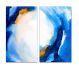 Set of 2 Blue and Yellow Abstract Canvas Print