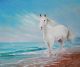 White Horse On The Beach Canvas Print