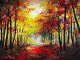 Red Trees Autumn Canvas Print