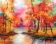 Abstract River And Autumn Trees Canvas Print