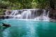 Waterfall In The Green Forest With Green Water Canvas Print