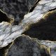 Black and White Marble Mosaic with Golden Veins Abstract Canvas Print