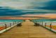 Wooden Pier at Bright Sunset Canvas Print