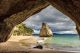 Evening Cave View On Beach Canvas Print