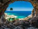 Beautiful View Inside The Cave At Beach Canvas Print