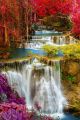 Colorful Trees And Beautiful Waterfall Canvas Print