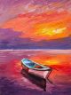 Boat on the Sea, Colorful Sunset Canvas Print